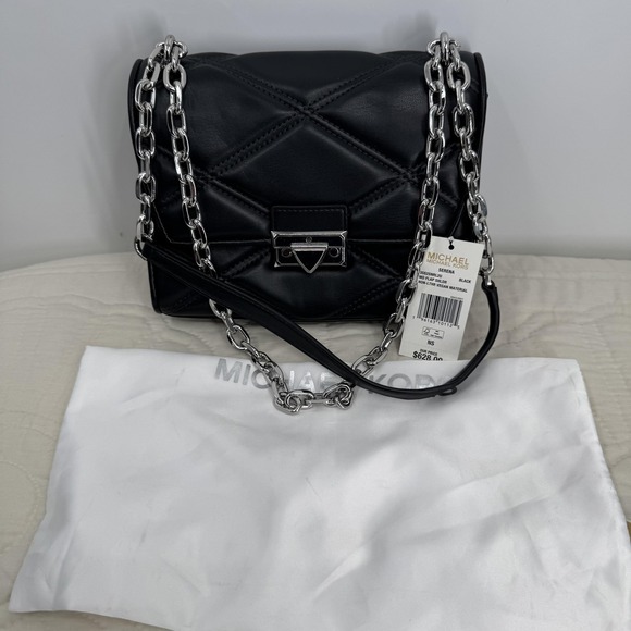 Michael Kors Handbags - Michael Kors Serena Shoulder Bag Womens Black Quilted Vegan Chain Crossbody